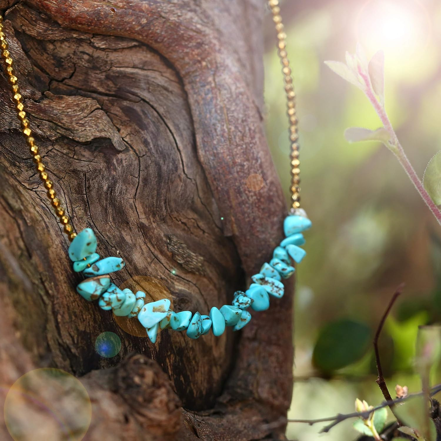 Aobei Pearl Gemstone Beaded Choker Necklace for Women Boho Turquoise/Cultured Fr