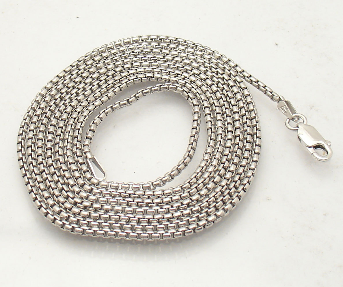 1.8mm Polished Anti-Tarnish Round Box Chain Necklace Real 925 Sterling Silver