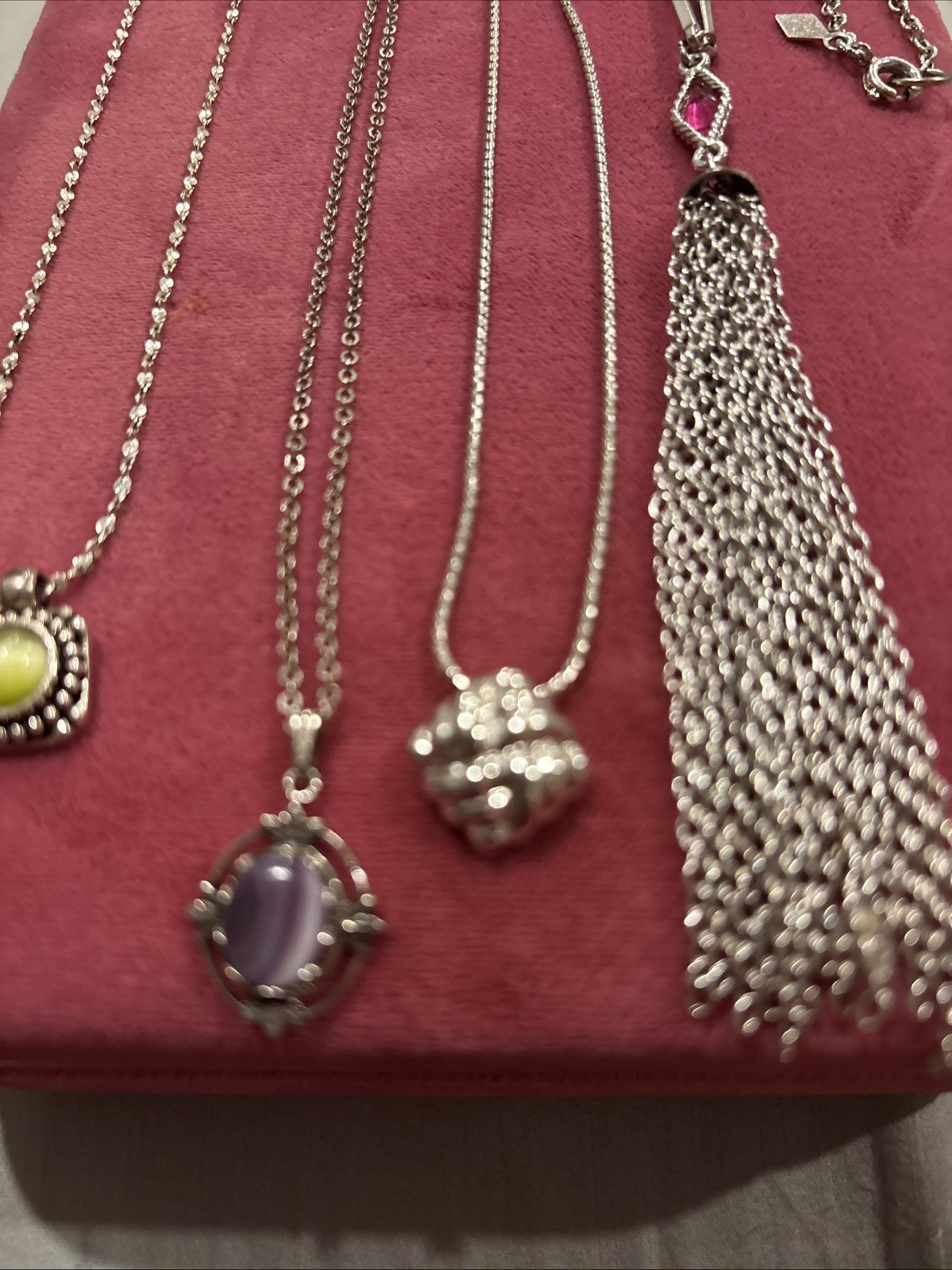 Set Of 4 Pendants With Silver Tone Chain Fashion Jewelry