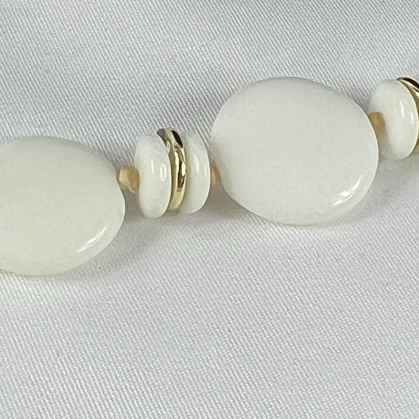 Milk Glass Necklace Round Bead Choker WWII West Germany 12 Inch Vintage