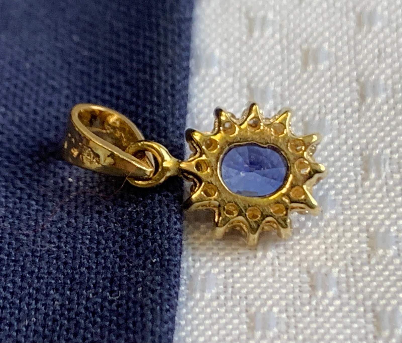 14K Yellow Gold Charm .91g Fine Jewelry Sapphire Color Stone Charm *READ*