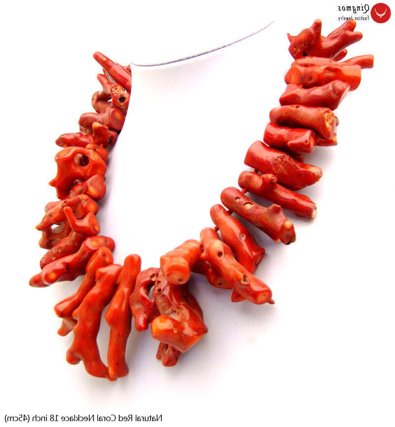 30-50mm Branch Natural Genuine Red Coral Necklace For Women Jewelry Chokers 18″