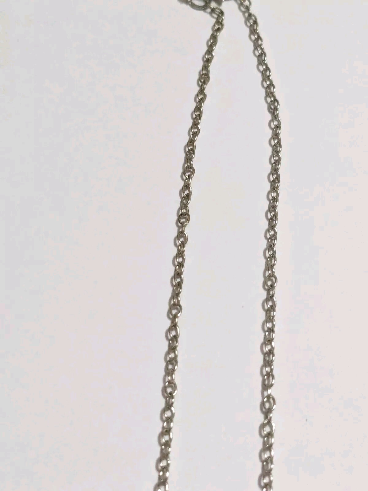 Interlinked Hearts Blue Rhinestones & Silver Tone Pendant Necklace. 16″. 2″ Ext.
