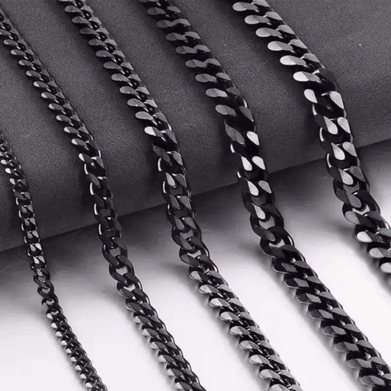 18-28 Cuban Chain Necklace Stainless Steel Silver 6.6/7/8.2/9/11 inch Mens Women