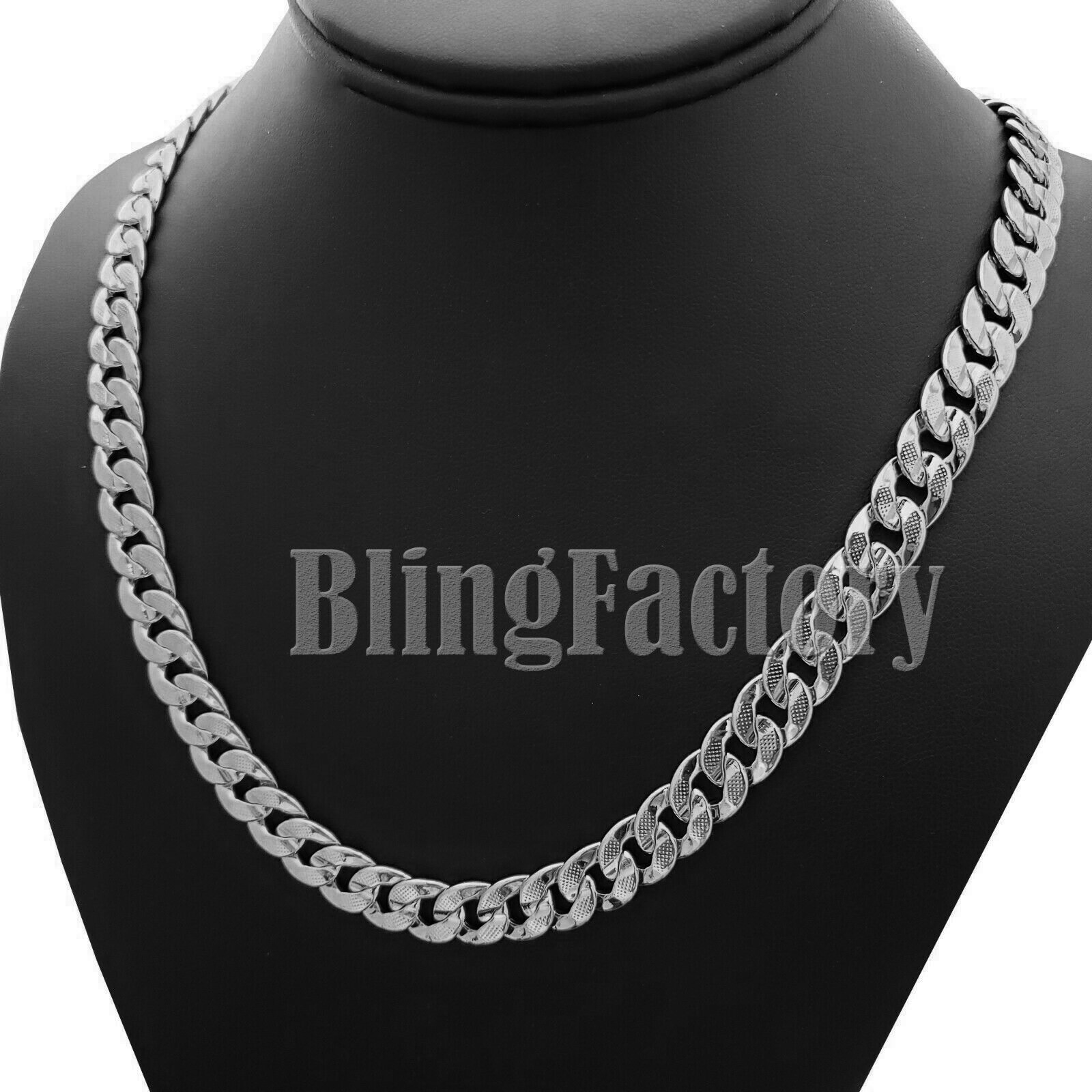 925 Sterling Silver plated 10mm 20″ 24″ 30″ Miami Cuban Hip Hop Chain Necklace