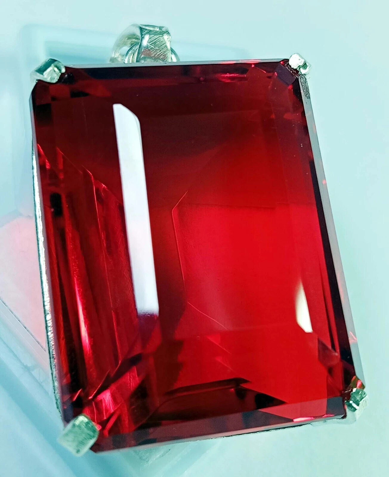 Natural Emerald Cut 135+ Ct Pendant Red Topaz Loose Gemstone Certified PD028
