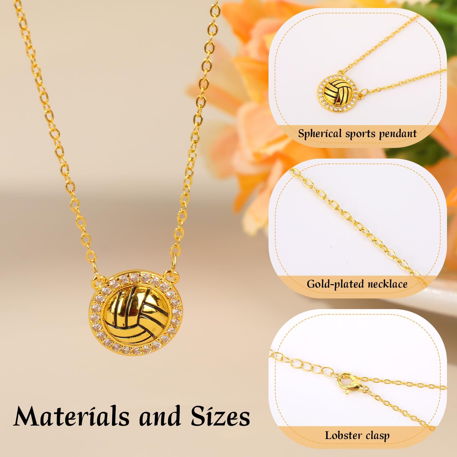 Sports Necklace, Stylish Gold Sports Theme Pendant Necklace with Card Dainty …