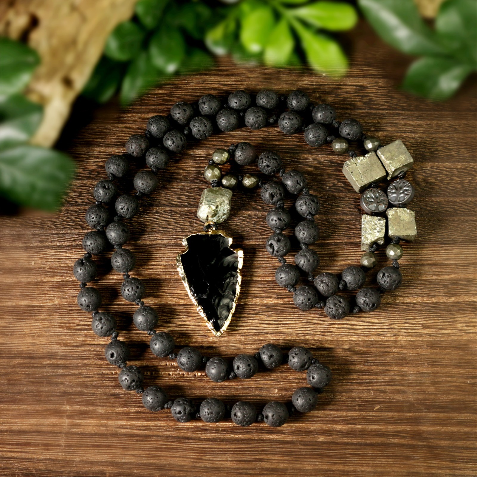 Natural Lava Rock Obsidian Arrow Charm Necklace Healing Protection Spiritual Jew