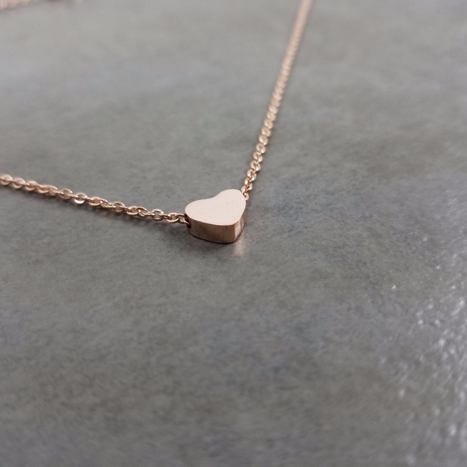 Rose Gold Plated Tiny Heart Necklace Gift Box Dainty Love Womens Jewelry