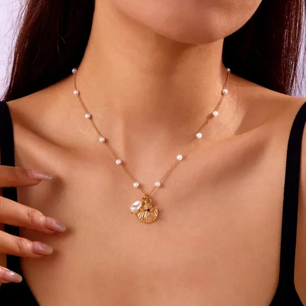 Fashion Gold Color Starfish Conch Turtle Pendant Necklace for Women Handmade She