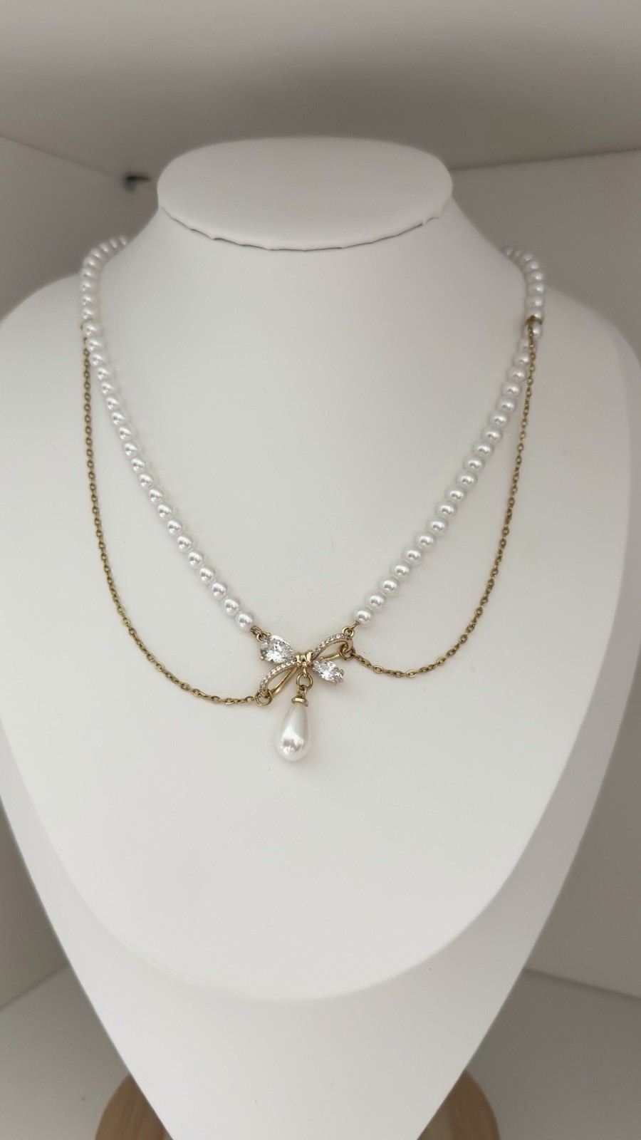 Tie set with high quality 14k laminated pearls size 18 cm 24