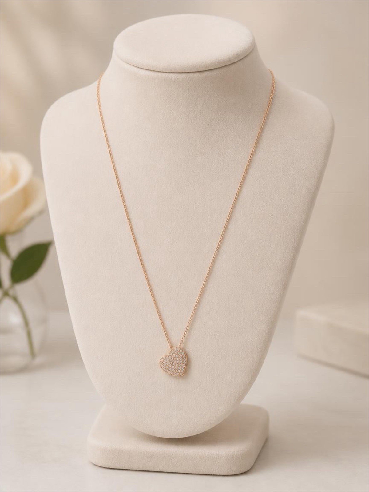 Heart Pendant Necklace, Rose gold plated