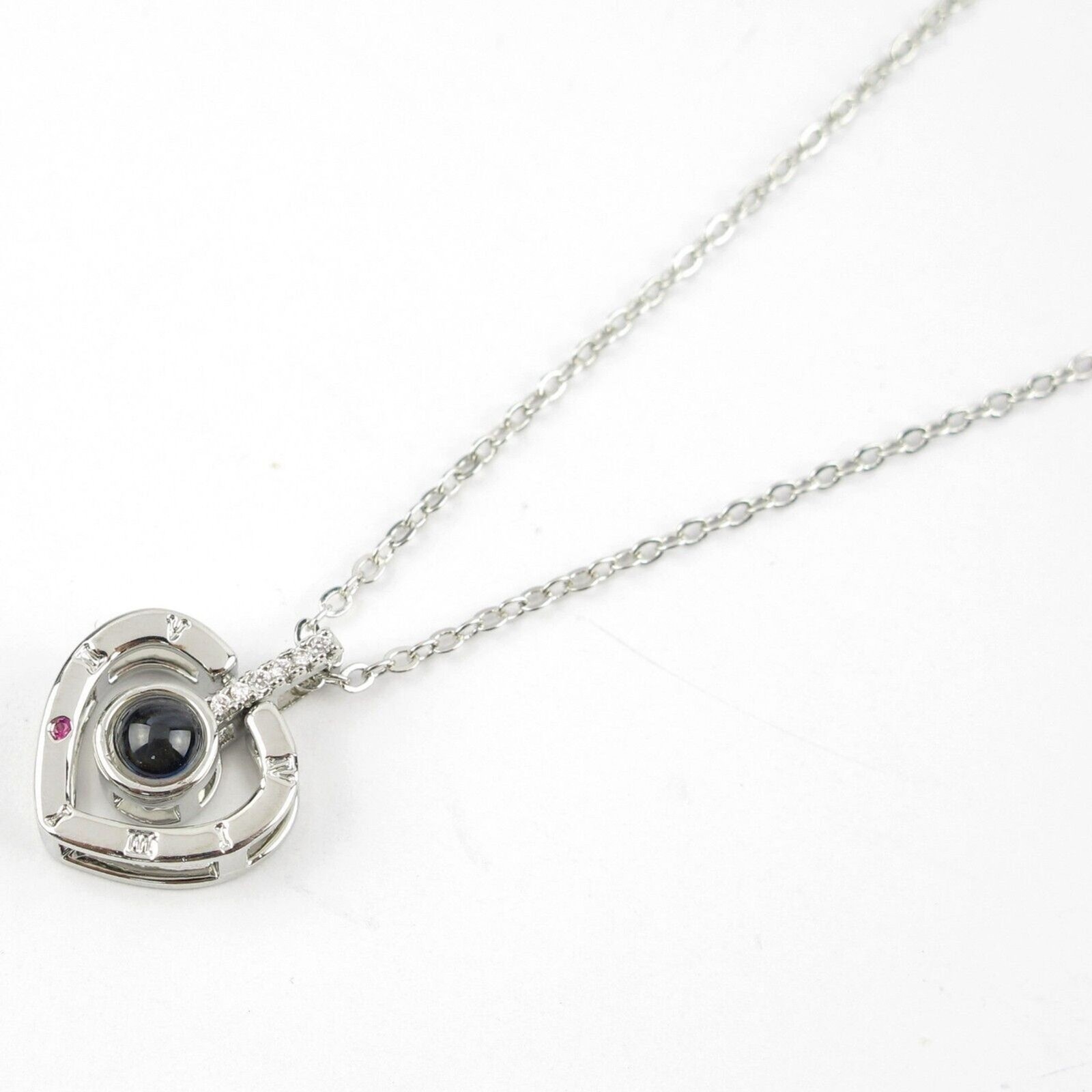 Heart Necklace I LOVE YOU in 100 Languages Projection Heart Silver Plated Love