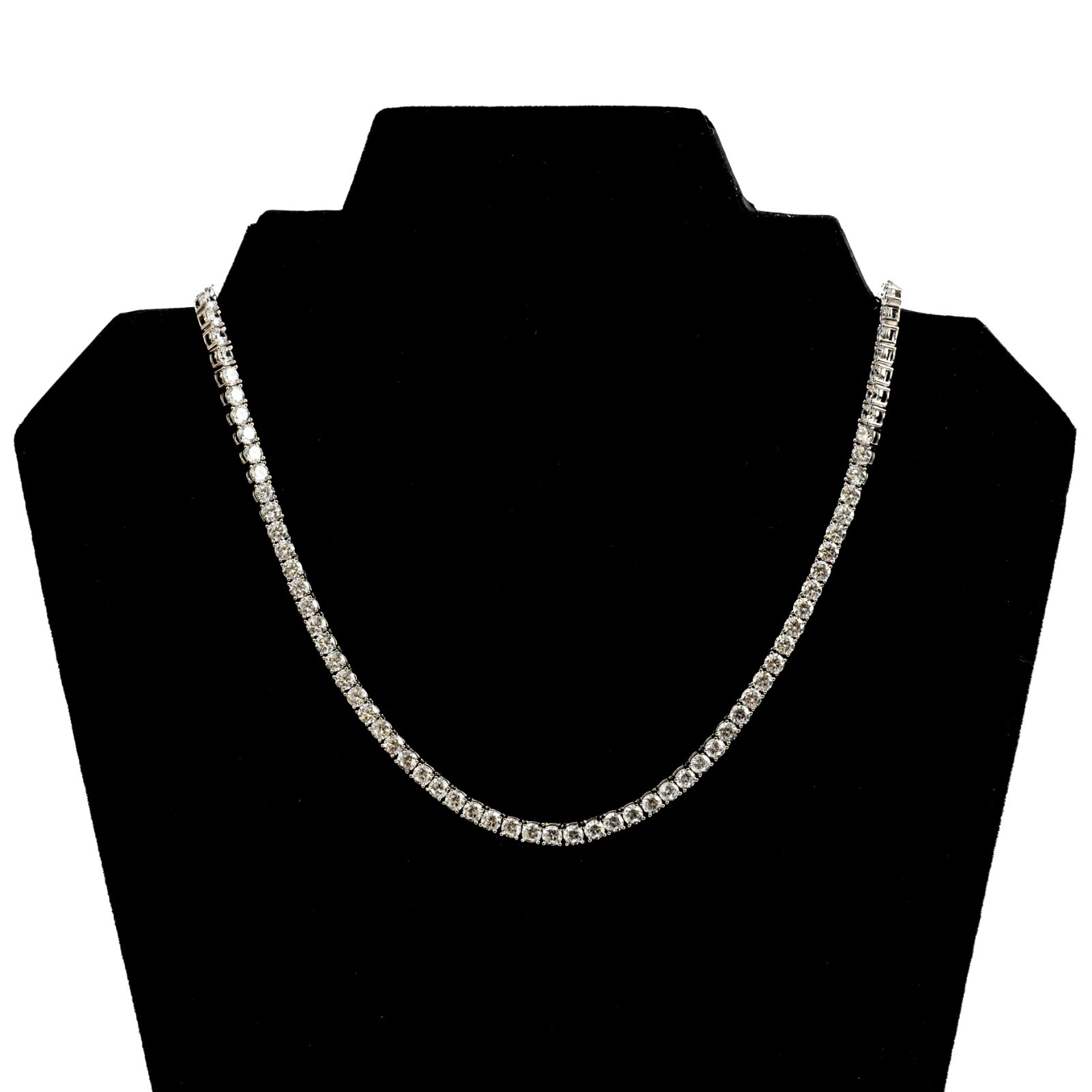 21-27CTTW Tennis Necklace, Lab Created Diamonds, VVS1, D-Color, Silver, DFN001