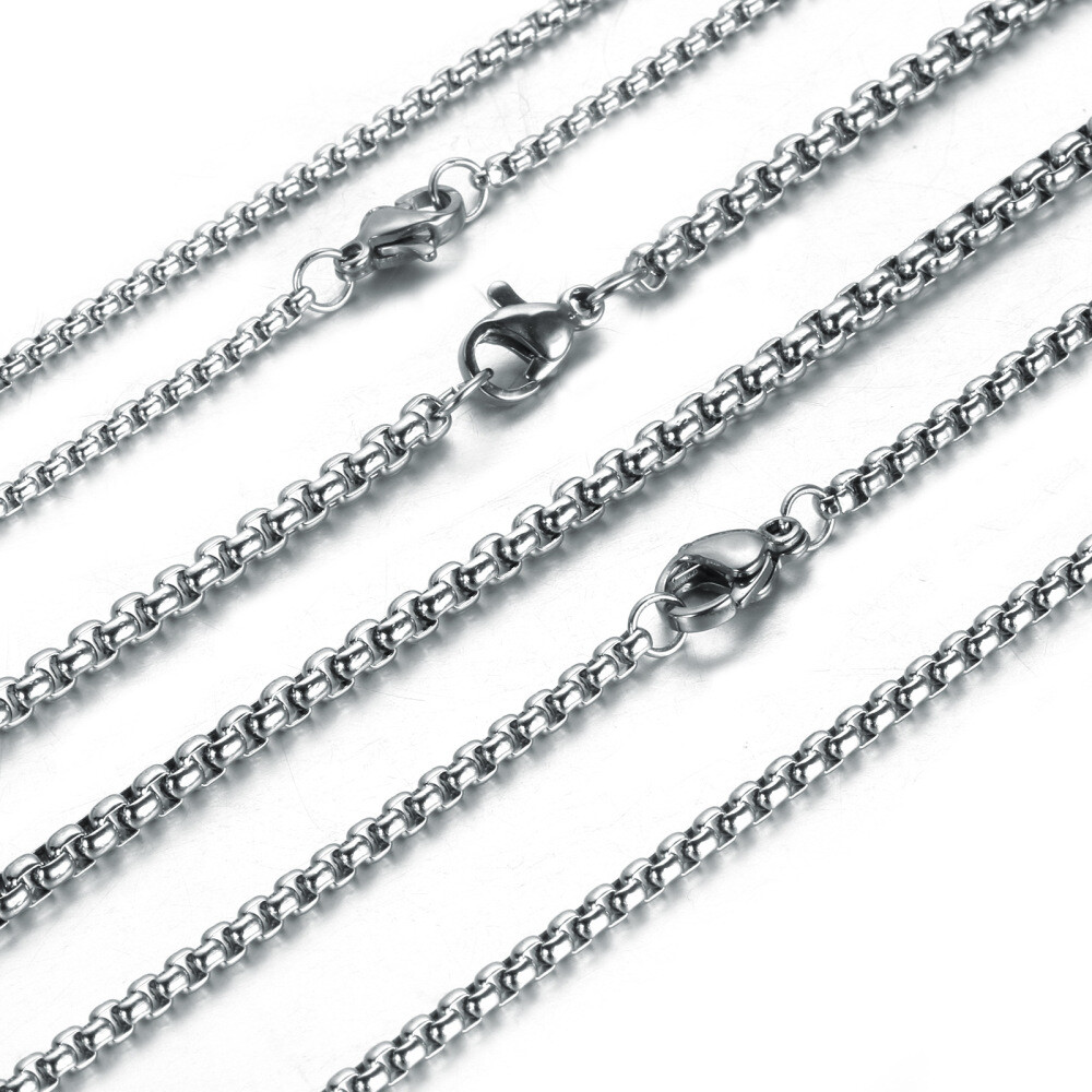 1/2/3/4/5m​m Stainless Steel Silver Box Rolo Chain Men Womens Necklace 1/5/10pcs