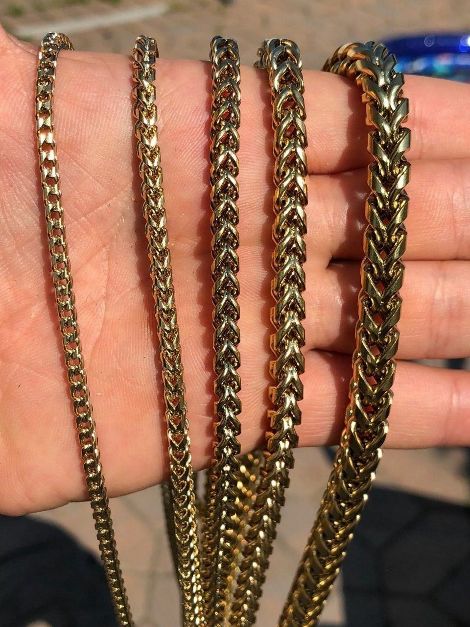 Cadena FRANCO para Hombre Acero Inoxidable Bañado en Oro de 14K LA MEJOR CALIDAD