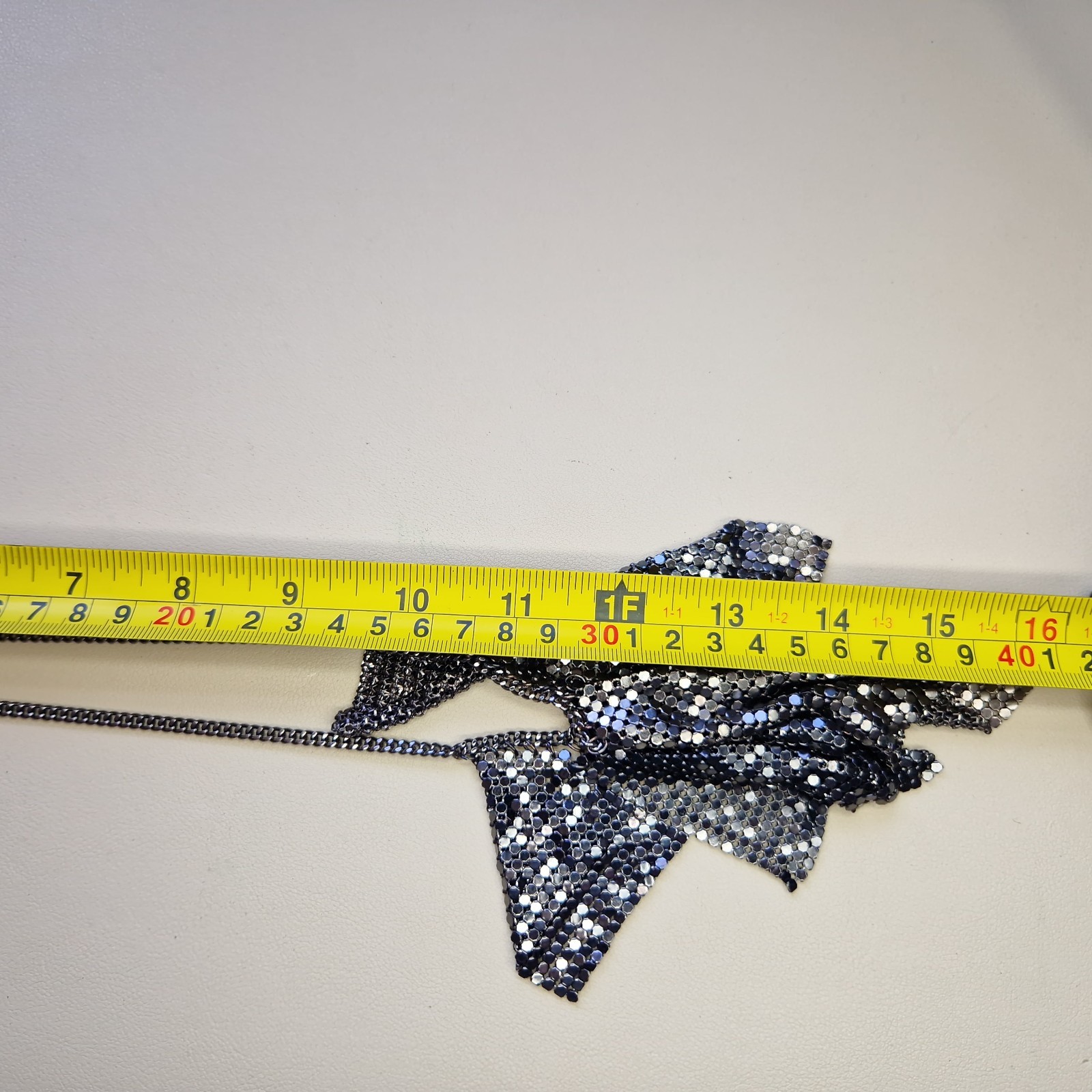 Chainmail Long Necklace Gunmetal Grey Statement Vintage Style Articulated 60cm