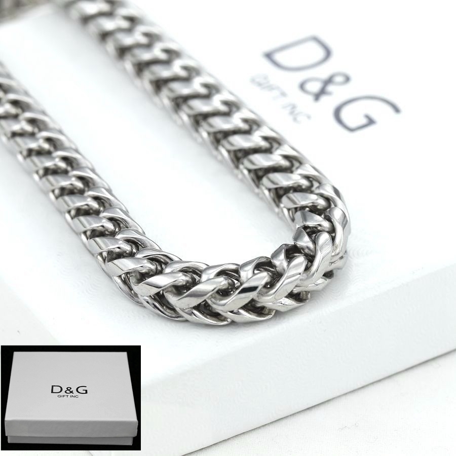 DG Men’s 24″ Stainless Steel 8mm Franco Large Necklace Heavy High Polish + Box