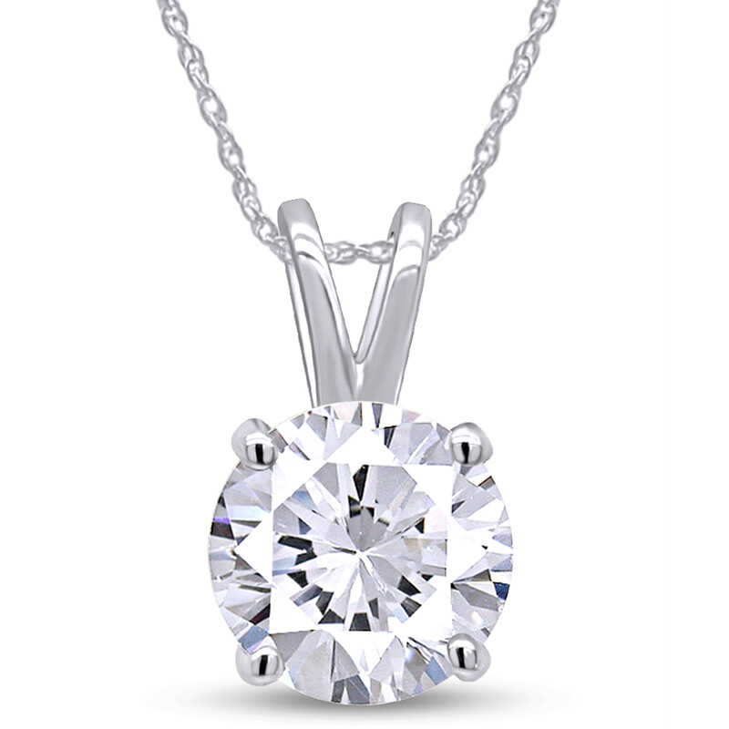 1 Ct Simulated Diamond Solitaire Pendant Necklace 14k White Gold Plated Silver