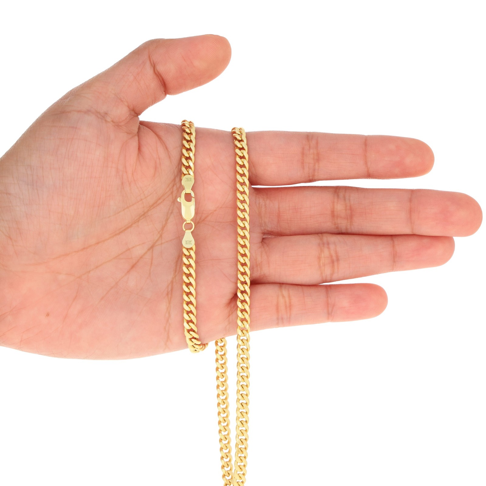 10K Yellow Gold 4.5mm Miami Cuban Lightweight Chain Bracelet Mens Womens 7″ -9″