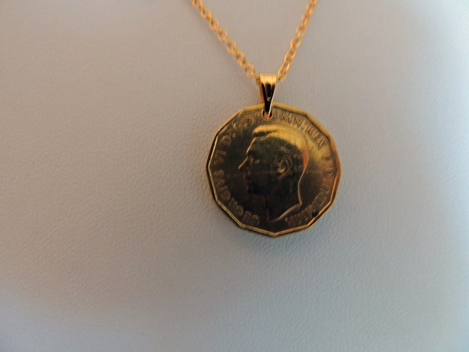 England English coin necklace 1942 3 pence 20 inch chain