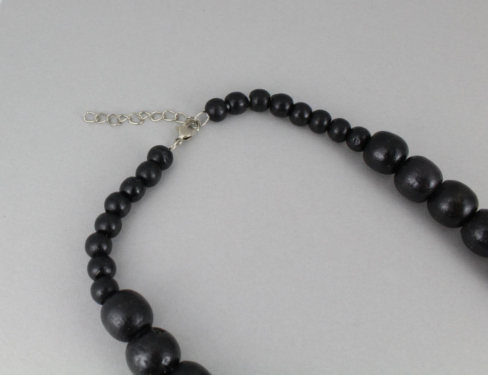 Black wood necklace bead big chunky bead 18-20″ long necklace beaded wooden