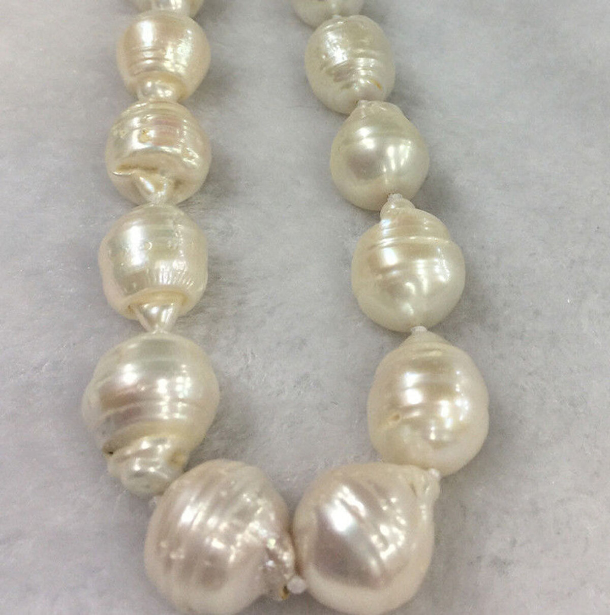 RARE HUGE 15x20MM WHITE SOUTH SEA BAROQUE KESHI AKOYA PEARL NECKLACE 14-36″