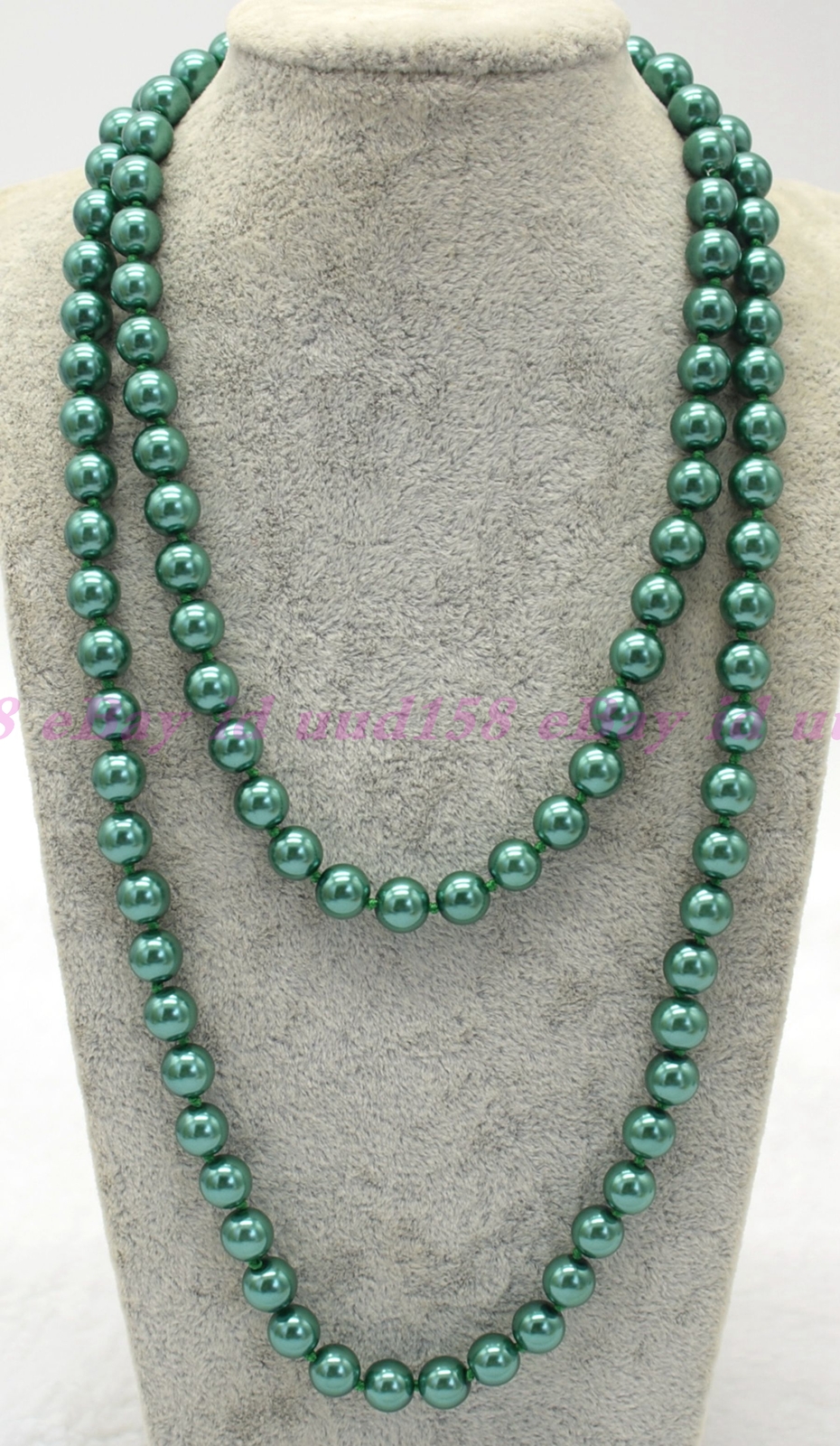Women’s Ink Green South Sea Shell Pearl Round Beads Necklace 16-50″
