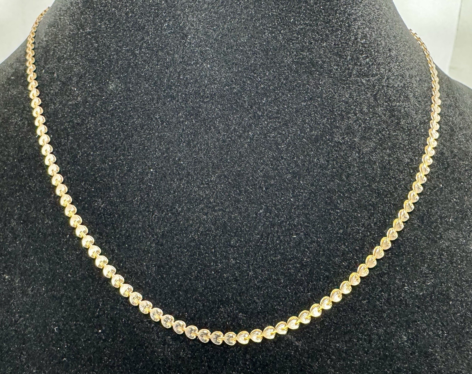 Gold Tone Tennis Style Necklace Spring Ring Signed Star Clasp Metal #1549
