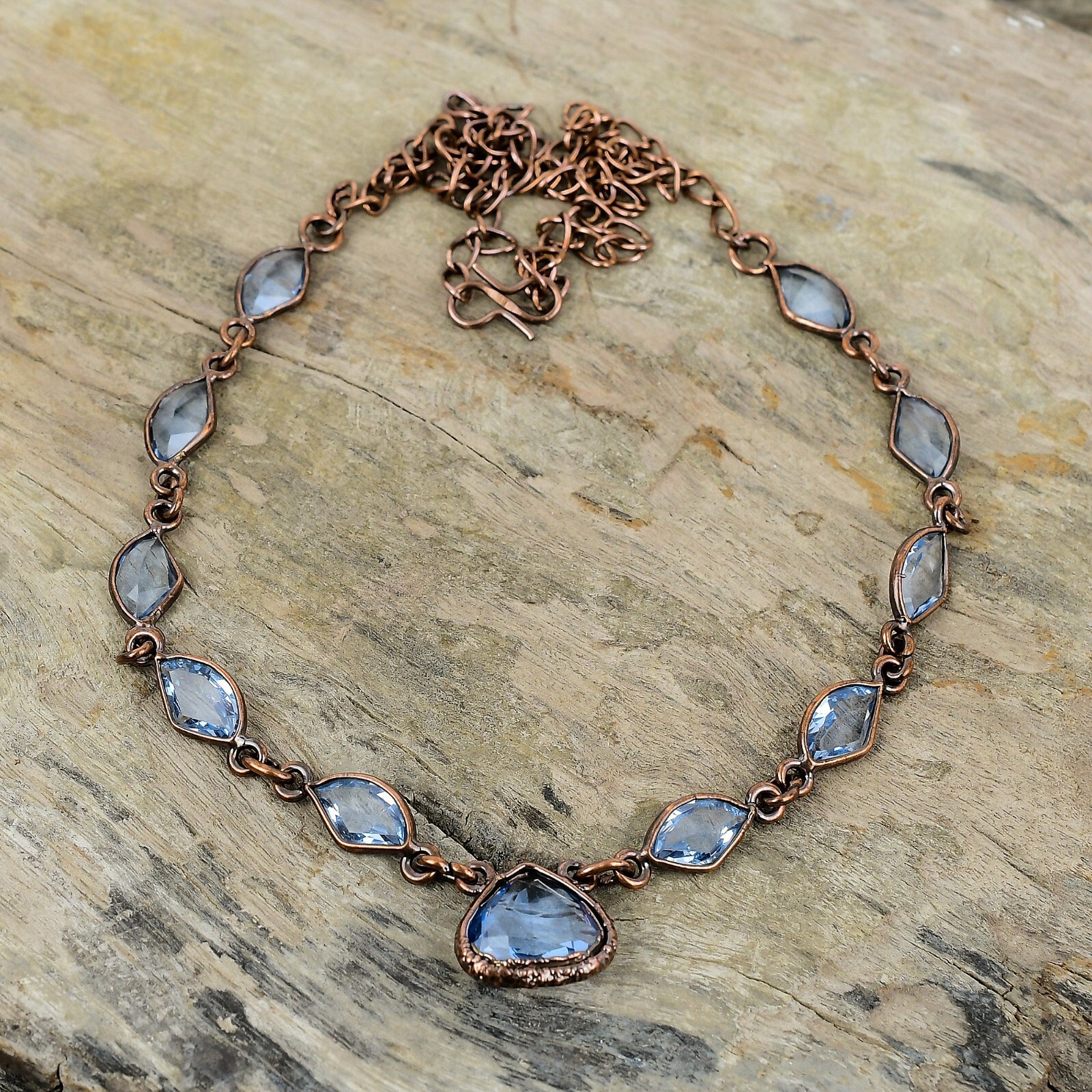 Tanzanite Quartz Copper Gift For Mom Electroformed Adjustable Necklace 18.0″