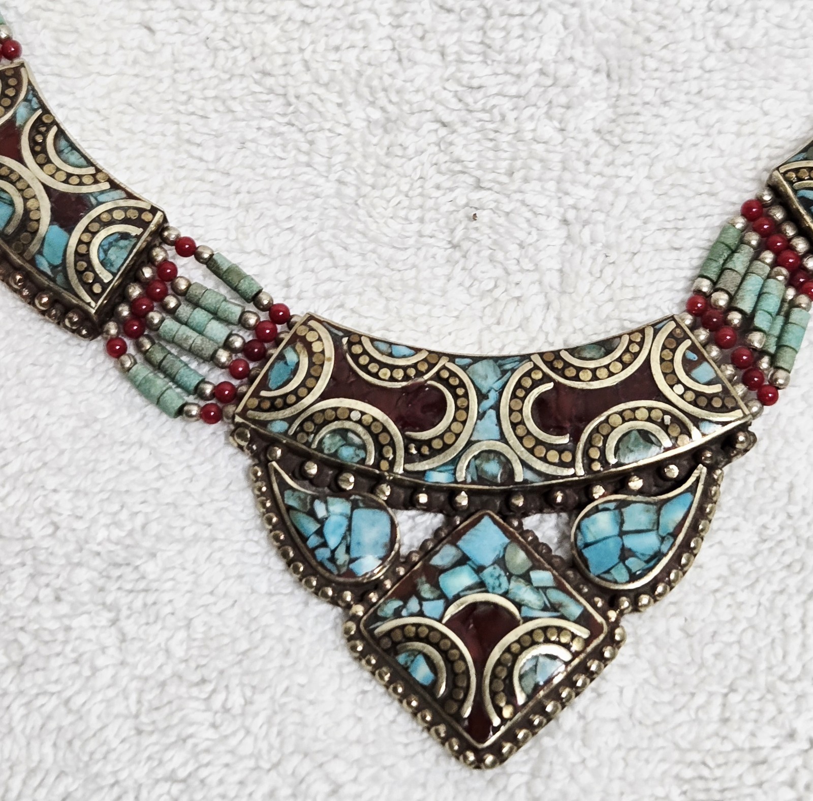 Vintage Nepal Tibetan Necklace Turquoise Tibetan Ethnic Coral Statement Piece