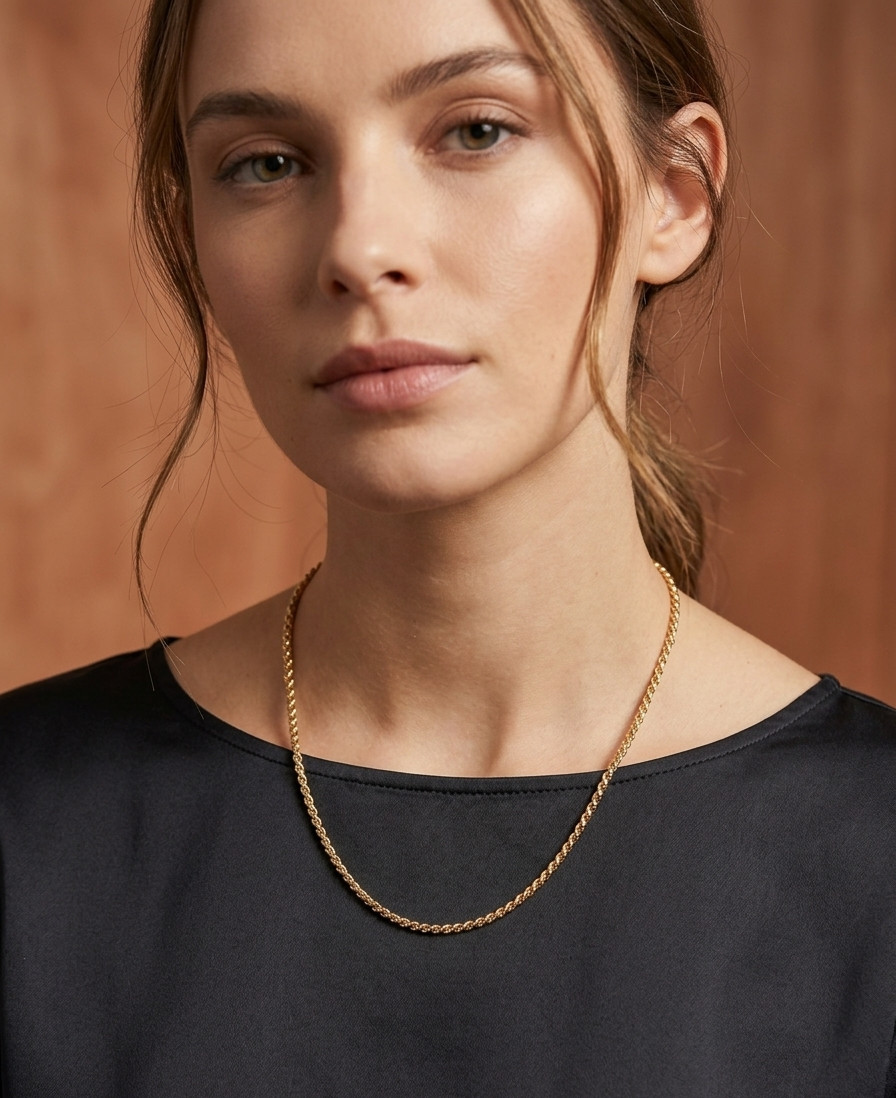 14K Gold Filled Elegant Diamond-Cut Rope Chain Necklace