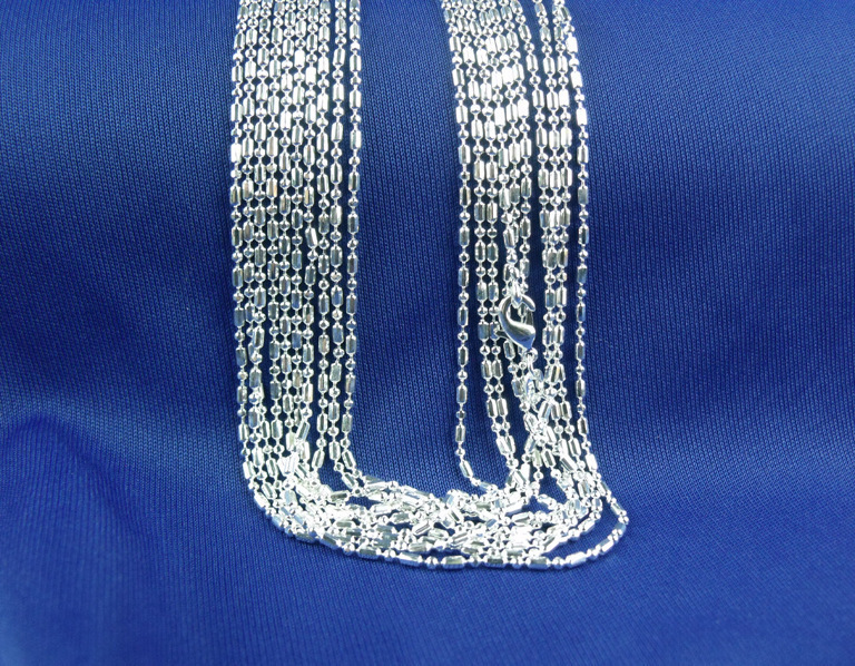 Wholesale 10pcs 925 Sterling Silver Plated 1.5mm Bamboo Chain Necklace 16″-30″