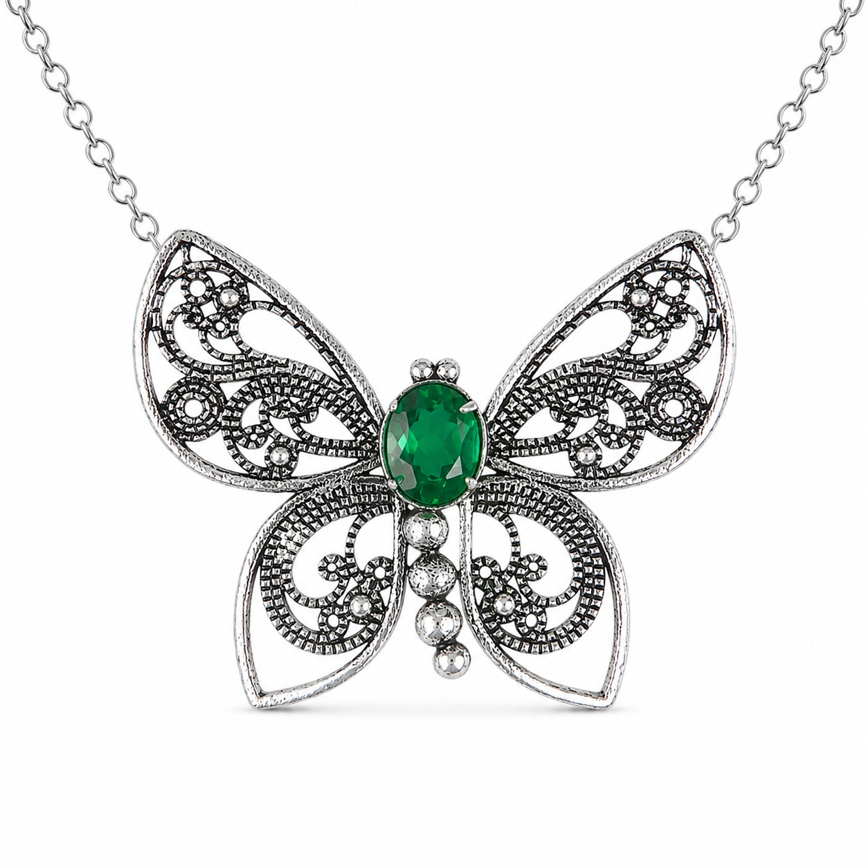 Emerald Gemstone Jewelry 925 Silver Handmade Pendant 1.66″ For Anniversary Gifts