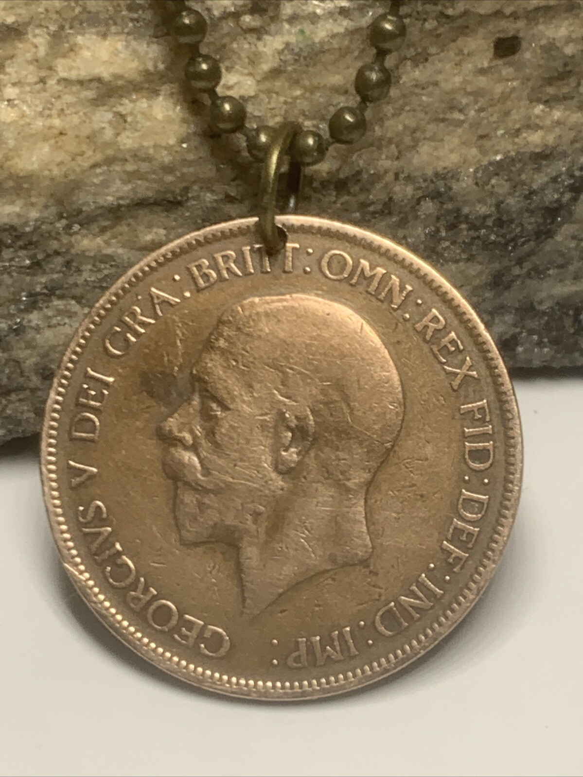 1929 UK Real Circulated Antique Large Coin Pendant. King George V. Great 🎁