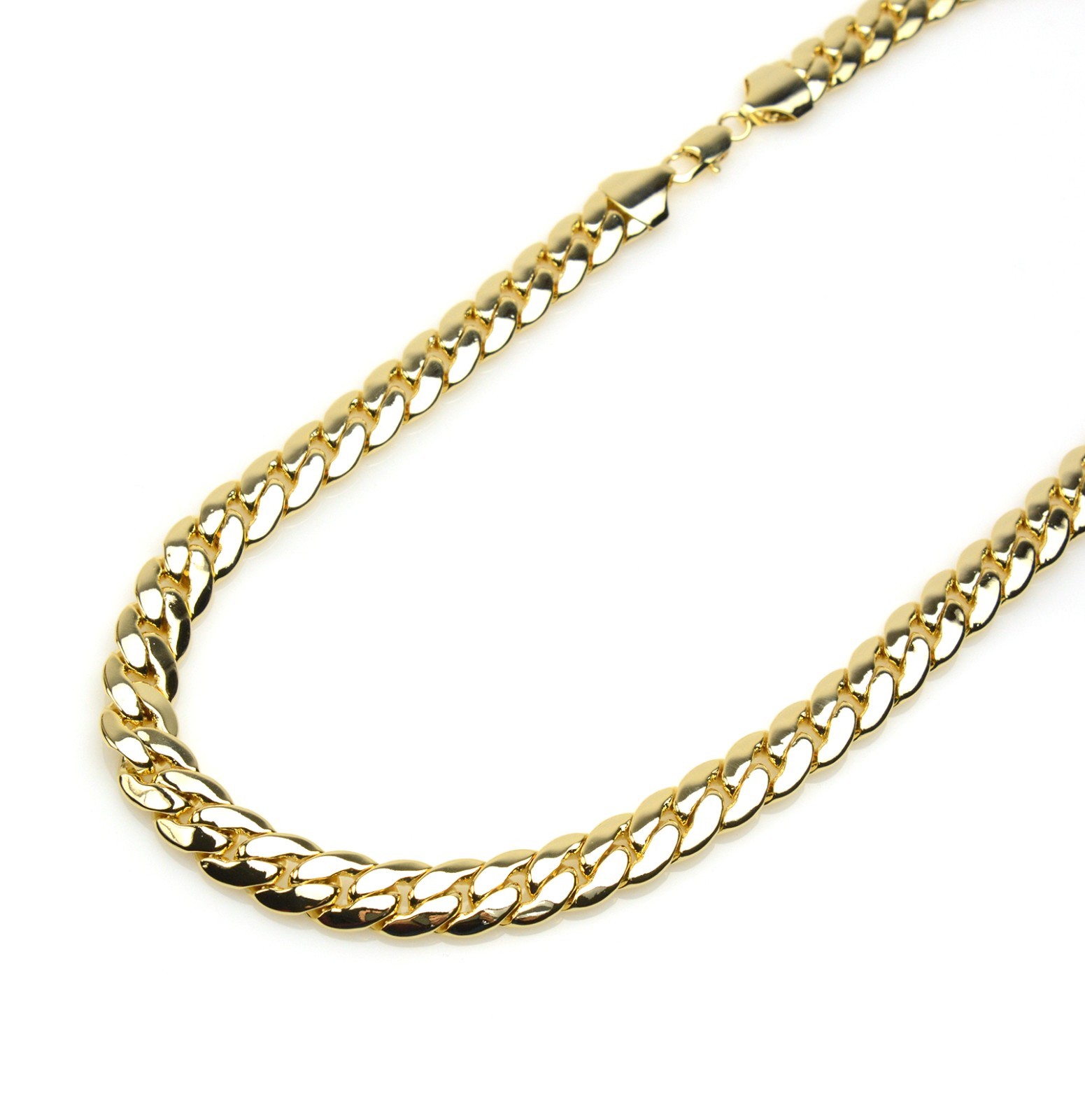 Men’s Heavy 12 mm Solid 14K Gold Plated Miami Cuban Link Chain Necklace 24″
