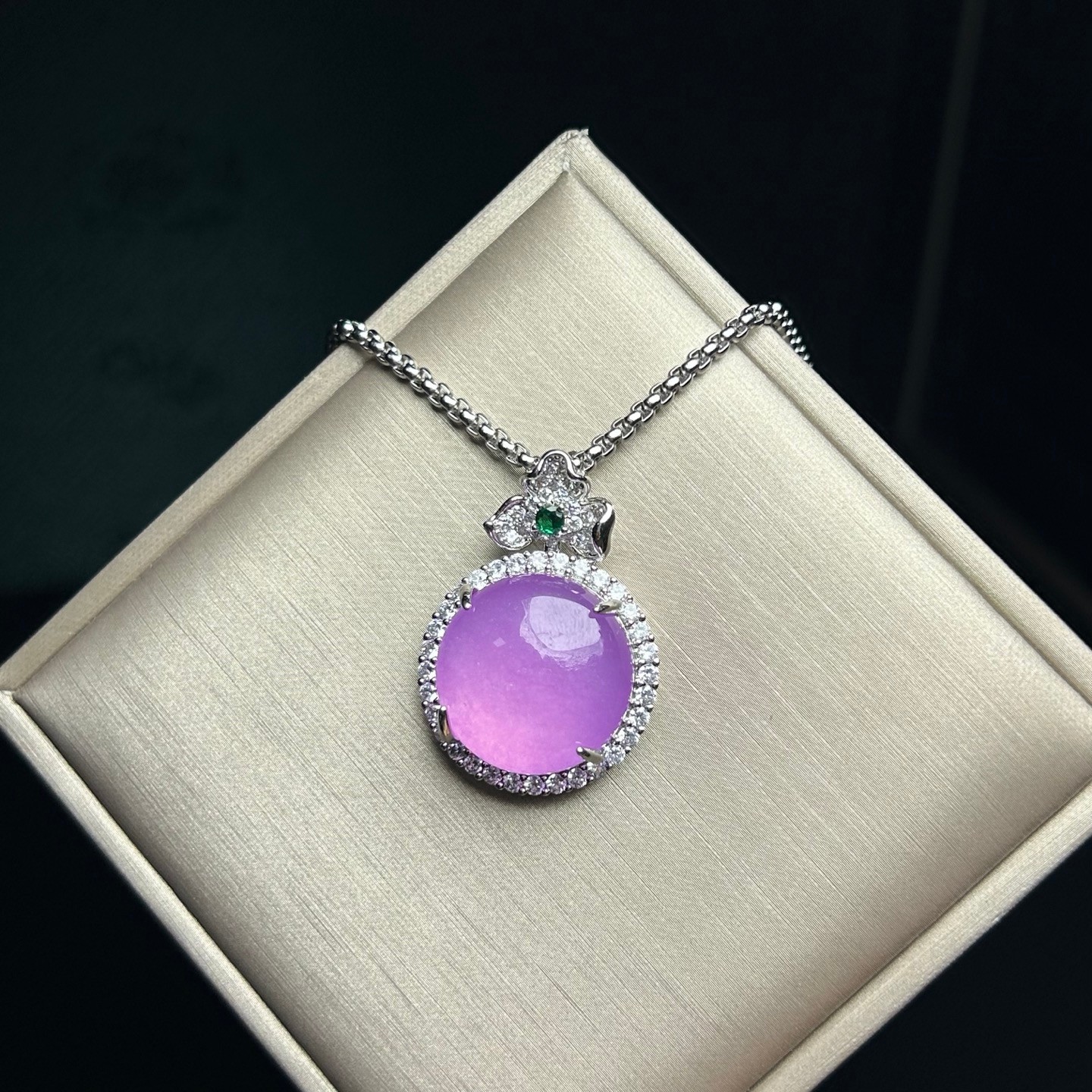 Real Natural Ice Purple Myanmar Jade Jadeite amulet Pendant&Necklace
