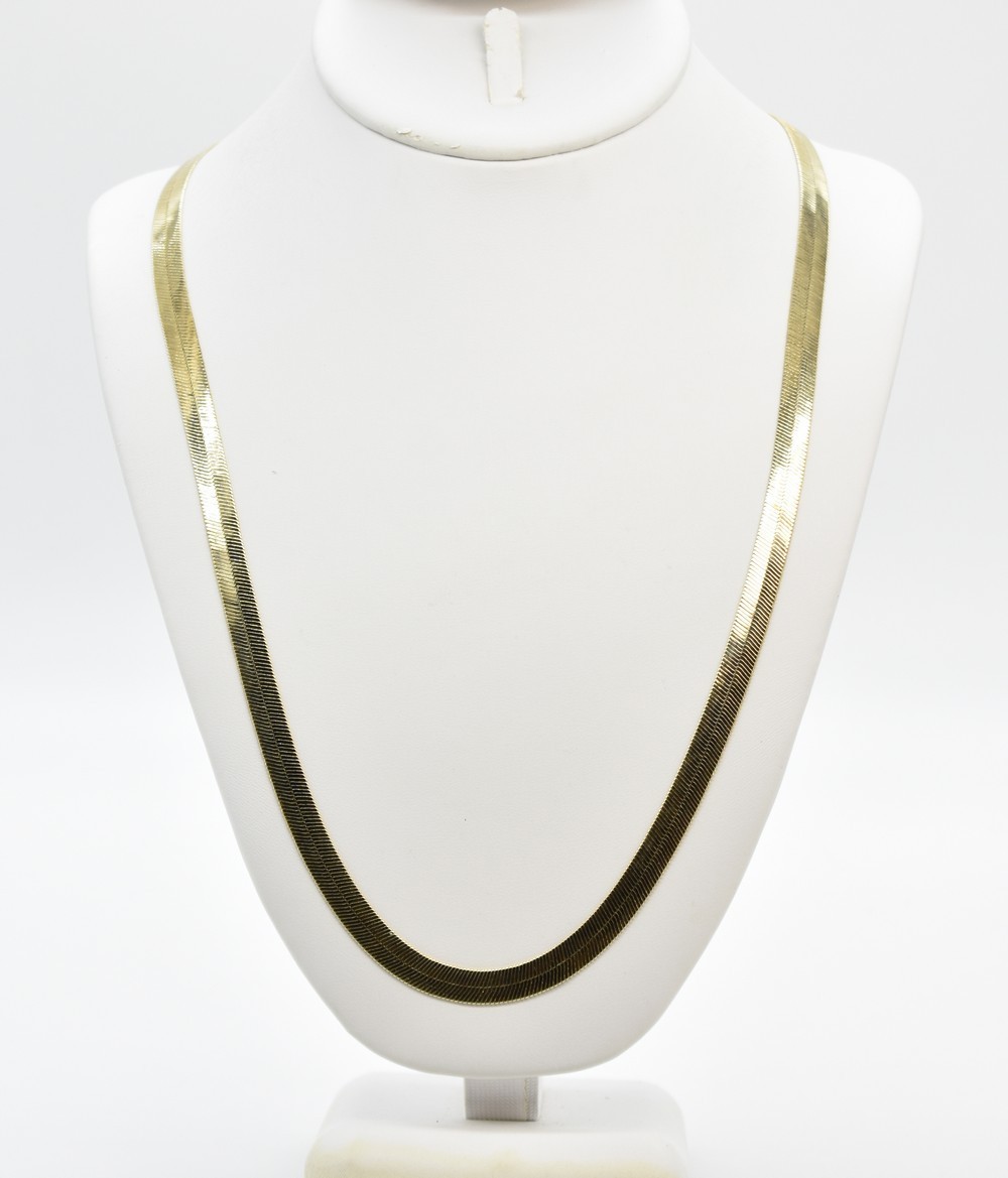 Classiq 30″ Yellow Gold Plated 7mm Wide Herringbone Chain Necklace Fine