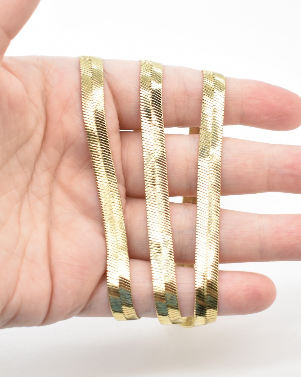 Classiq 30″ Yellow Gold Plated 7mm Wide Herringbone Chain Necklace Fine