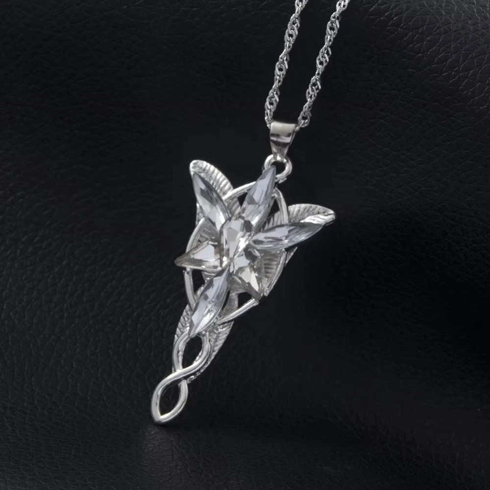 New Lord of The Rings Arwen’s Necklace Evenstar Pendant Crystal Silver Chain