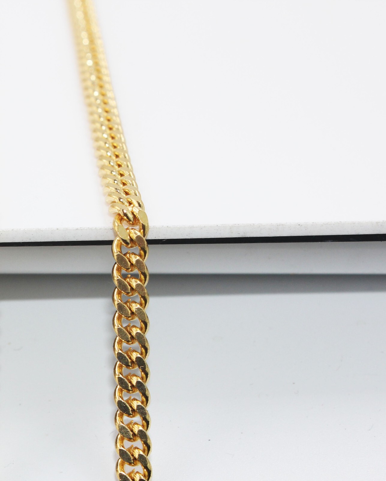 x2 18K Gold over 316L Stainless Steel 5mm Cuban Link Curb Chain Necklaces 18/24