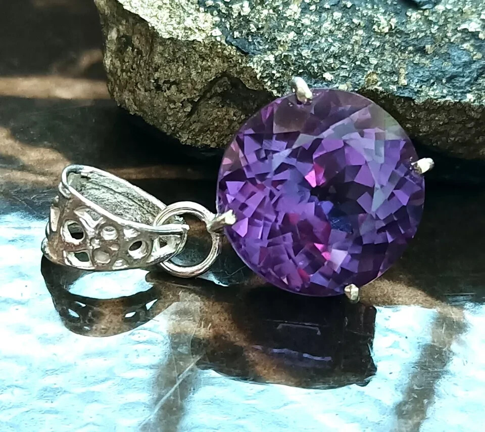 AAA+ Hand-Made Pendant Natural Alexandrite Bi-Color Gems In Solid Silver 42.05Ct