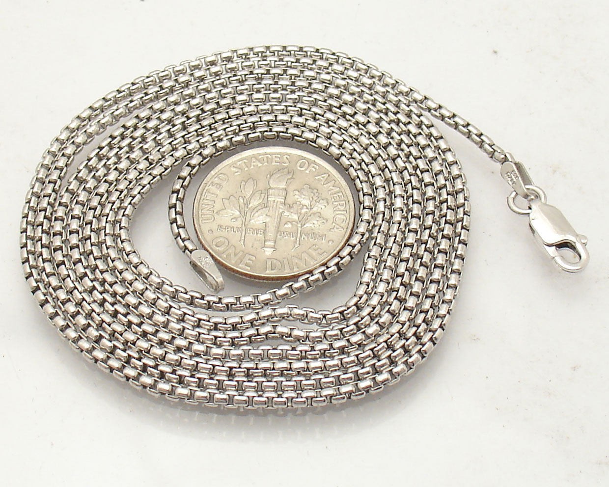1.8mm Polished Anti-Tarnish Round Box Chain Necklace Real 925 Sterling Silver