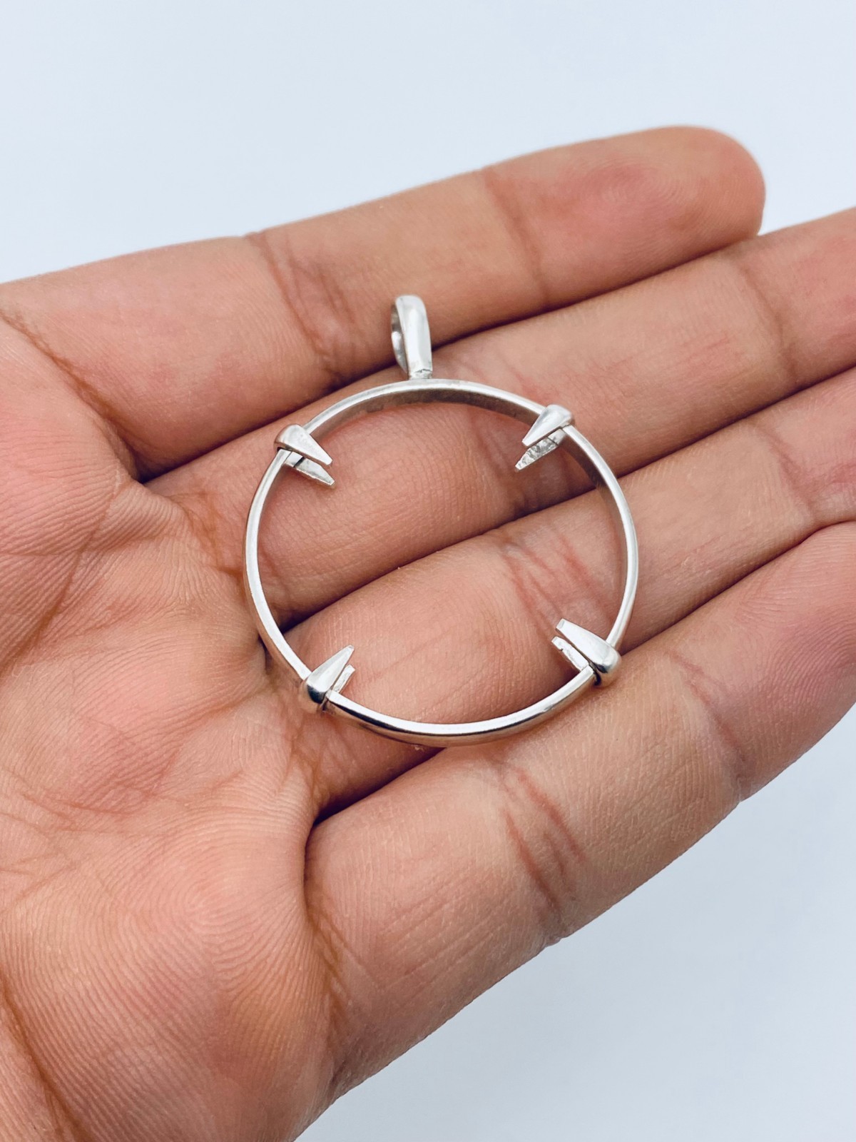 925 Solid Sterling Silver Round Pendant Blank Bezel Holder Coin Handmade