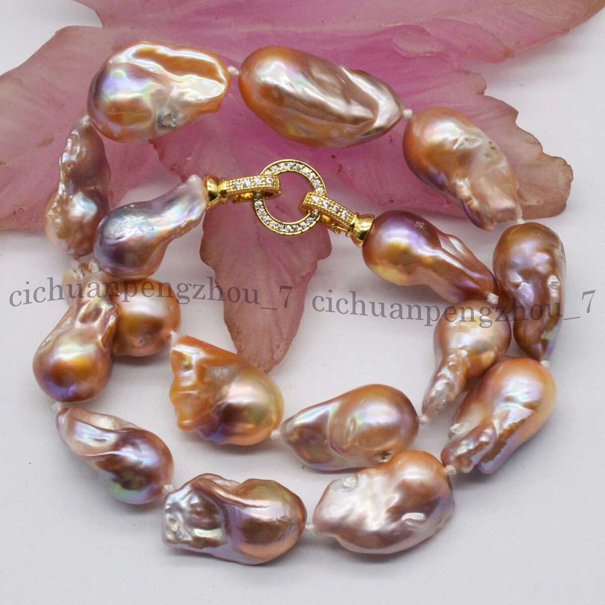 Huge 15-25mm Natural Pink Purple South Sea Keshi Baroque Pearl Necklace 18”
