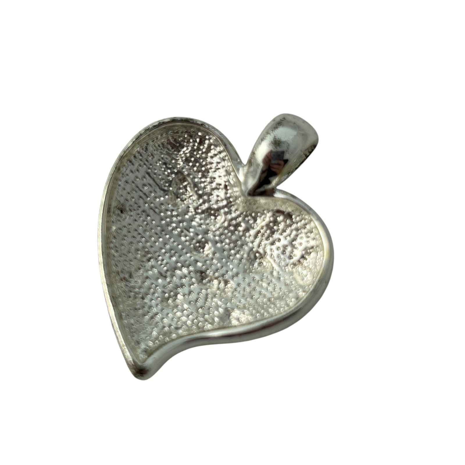 Silver Tone Heart Pendant Black Yellow Enamel Abstract Modern Charm