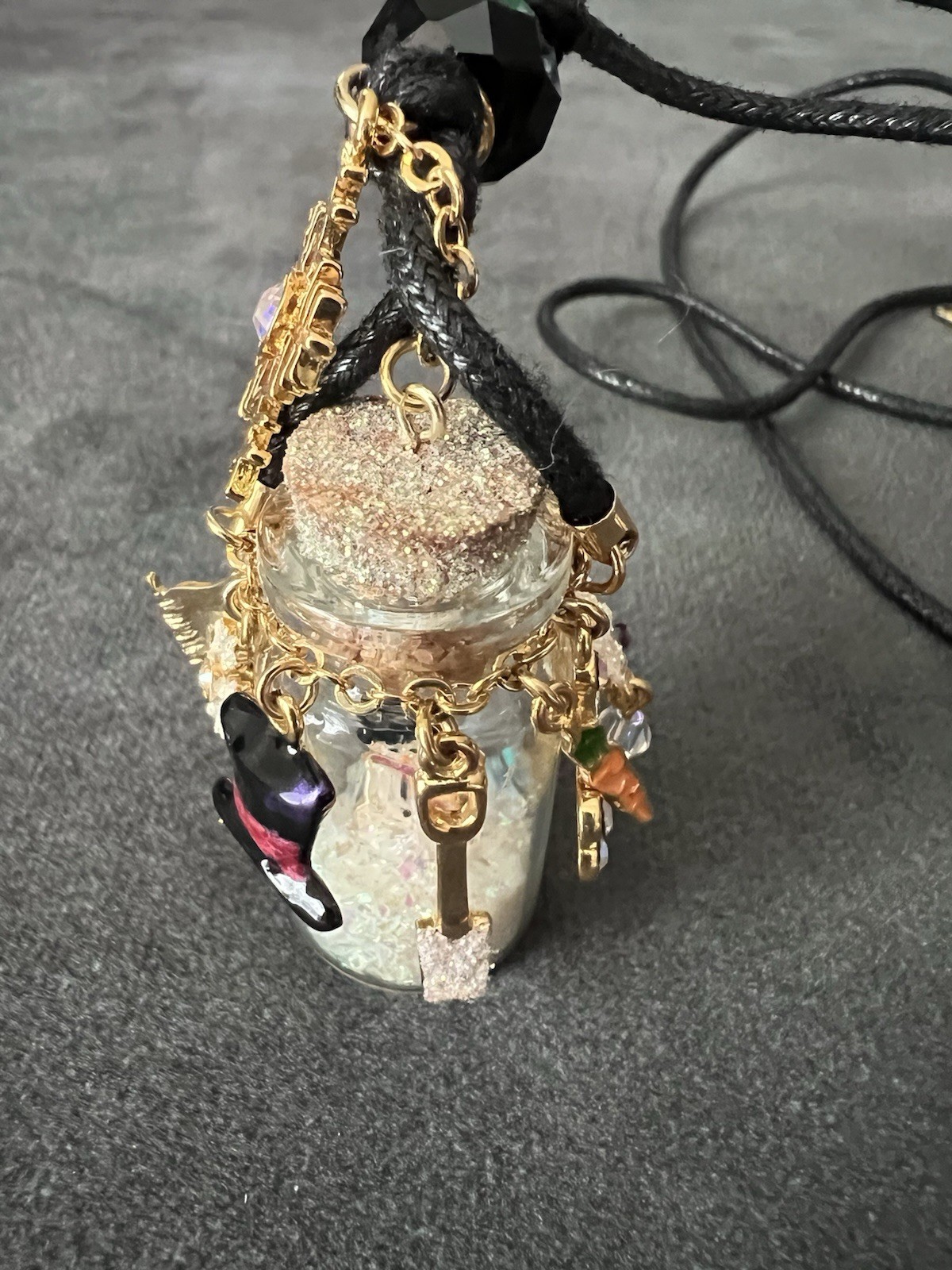 Kirks Folly Snowman In A Bottle Winter Charm Cord Necklace w/ Box & Tag