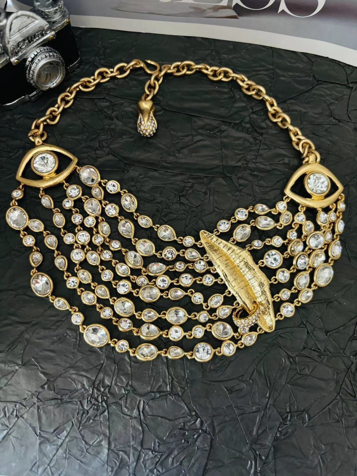 Schiaparelli Women Facial Features Series Multi Layer Crystal Necklace Gift