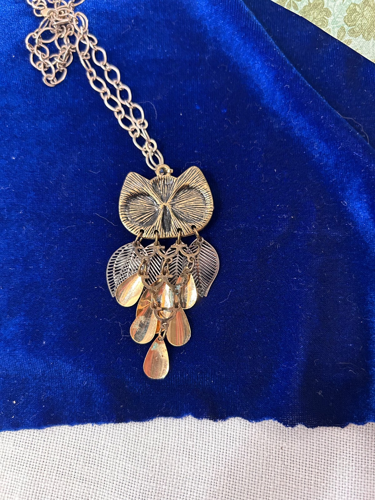 Articulated Owl Pendant Necklace, Silver Forest Moon Earrings, Boho Vintage Jewe