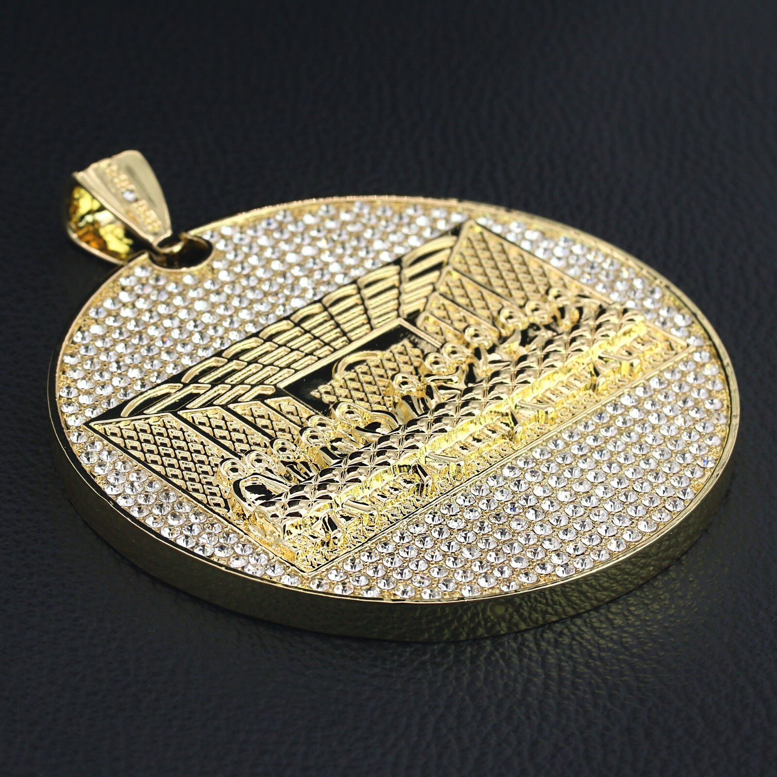Hip Hop 14k Gold Plated Huge Last Supper Pendant Cubic Zirconia 24″ Cuban Chain